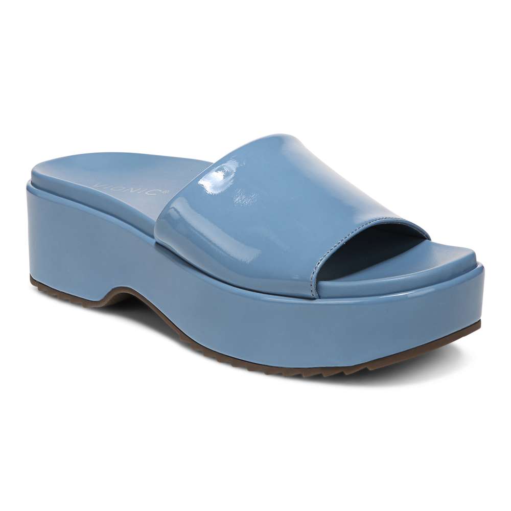 Trista Flatform Slide - Blue Shadow Patent - Image 11